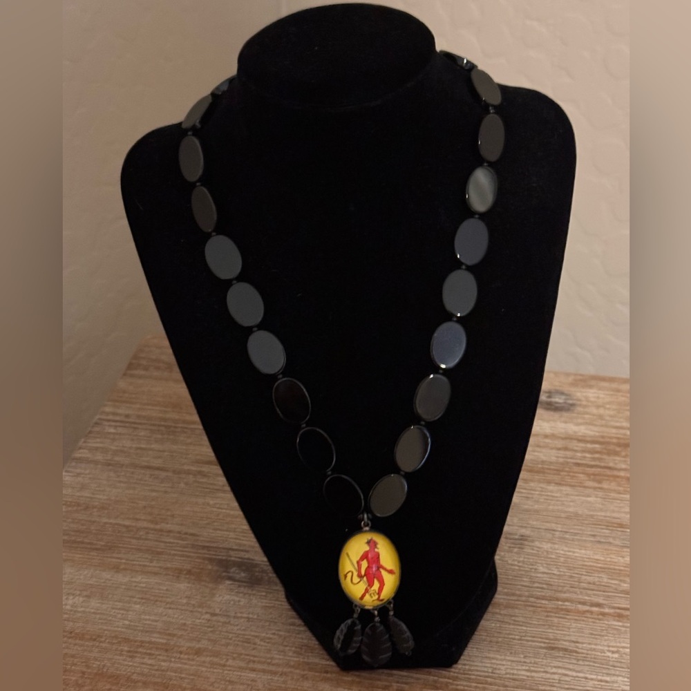 Hot Cakes Diablo Black and Yellow Pendant Necklace